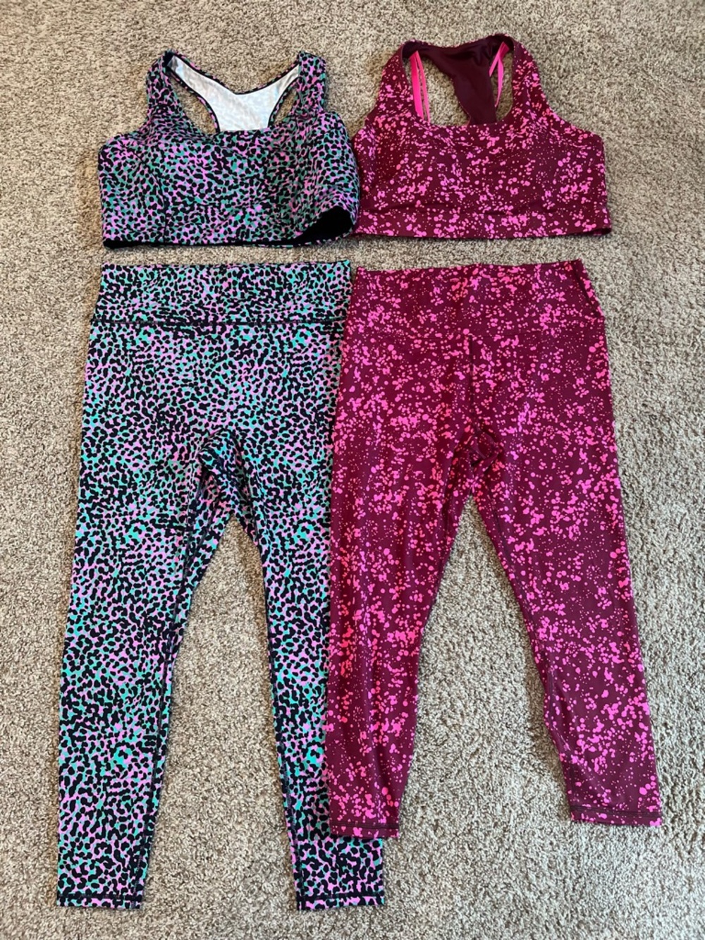 Fabletics Motion365+ Leopard Print Active Powerhold leggings bra bundle